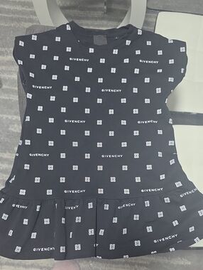 Givenchy Black and White Logo-Print Dress.